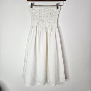 Rails Women's Selena Linen Midi Skirt White Tiered Smocked Size XS